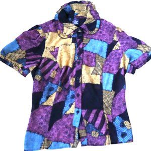 The Nightmare Before Christmas Short Sleeve Women's Top Size Medium Button Down